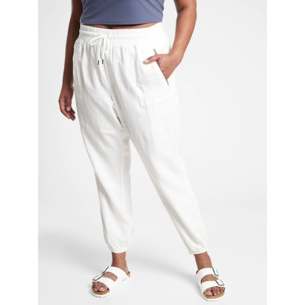 Athleta Cabo White Linen Jogger Size 6/Medium - Picture 4 of 12